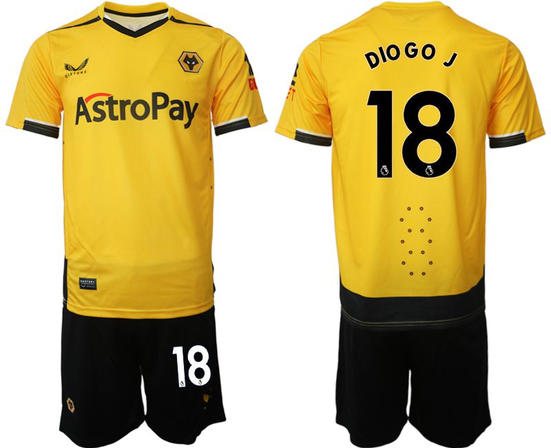 Cheap Men 2022-2023 Club Wolverhampton Wanderers home yellow 18 Soccer Jersey